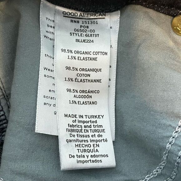 Good American Good Legs Cropped Jeans Blue Blue Dark Wash Skinny 6 28 - Picture 5 of 7